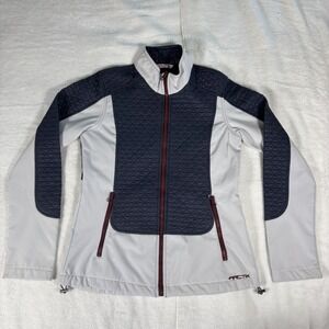 Arctix Jacket Womens Small Gray Blue Stretch Fleece Lined Mock Neck Full Zip